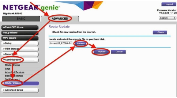 Update firmware via routerlogin.net