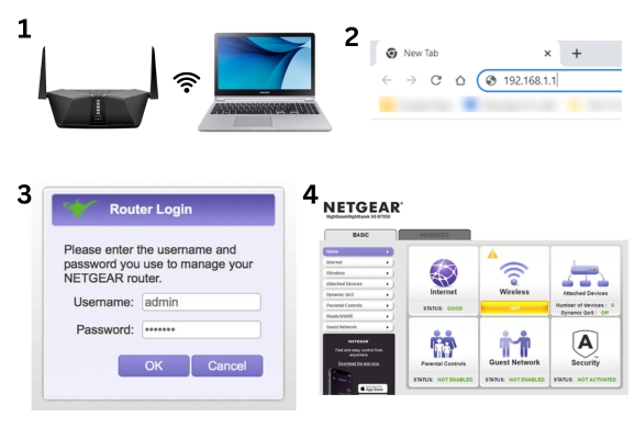 Access Nighthawk router login 
page